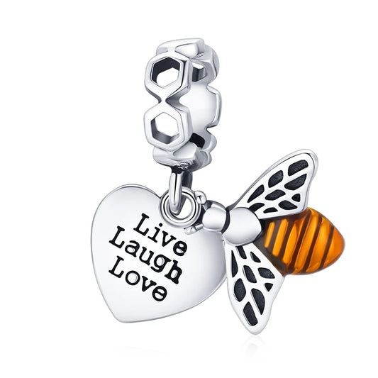 buy sterling silver honey bee live laugh and love charms only at true cybele in Uk and usa only